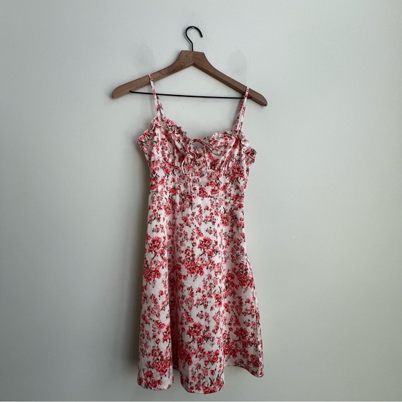 Hello Molly Get Right To It Dress Coral Floral Dainty Mini XS Babydoll Coquette - Picture 4 of 16